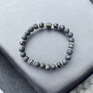 Herr armband med lava & spräckliga pärlor