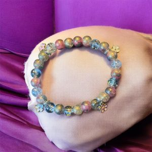 Armband med champange/rosa glaspärlor